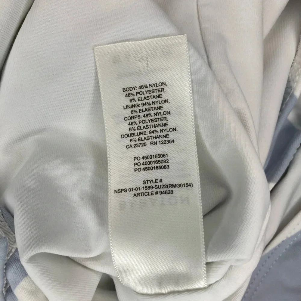 Aritzia Babaton Contour Crew Short Sleeve Bodysuit – Blue & White Stripe Large - Picture 7 of 8